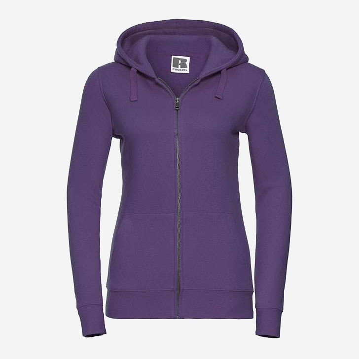 Акція на Толстовка на блискавці з капюшоном жіноча Russell Premium Authentic Zipped Hooded 0R266F XS Фіолетова від Rozetka