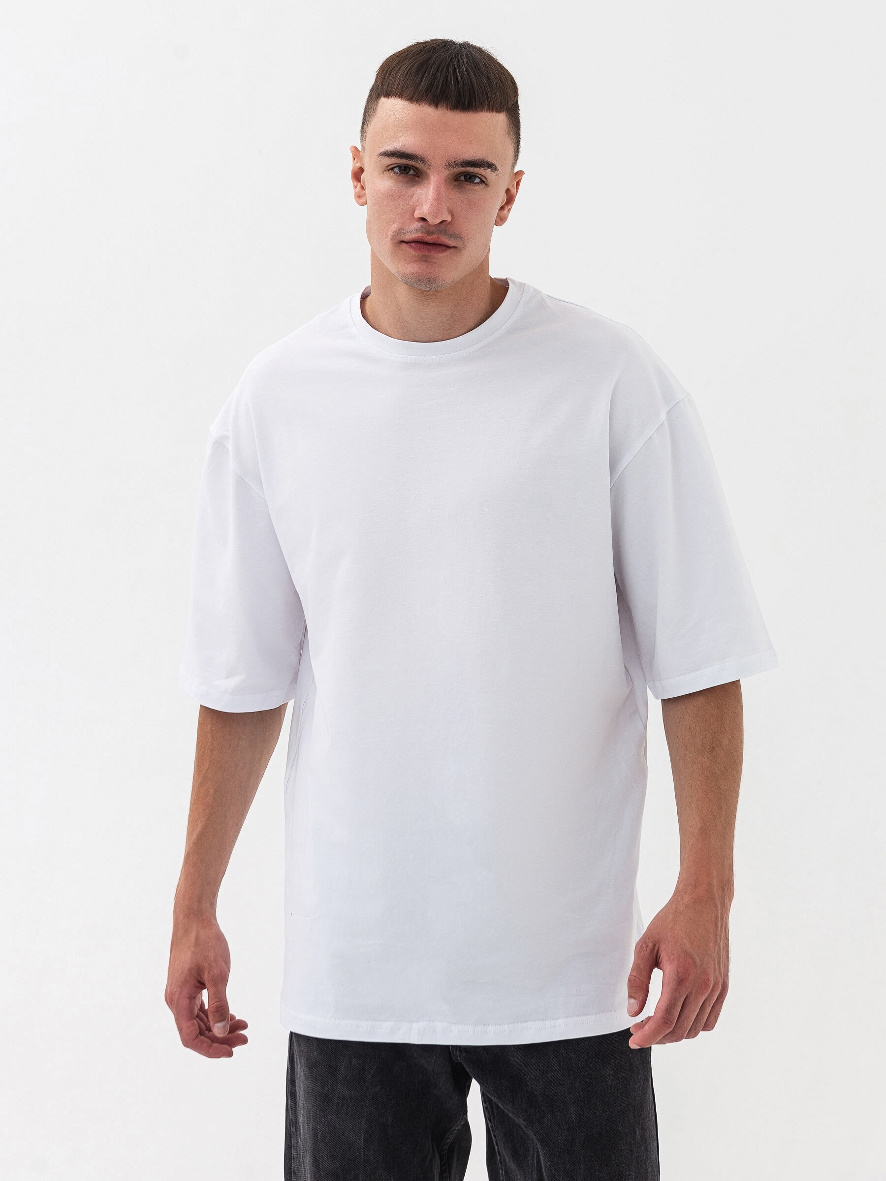 Акція на Футболка бавовняна довга чоловіча Ray Oversize Unisex U0104M S/M White від Rozetka