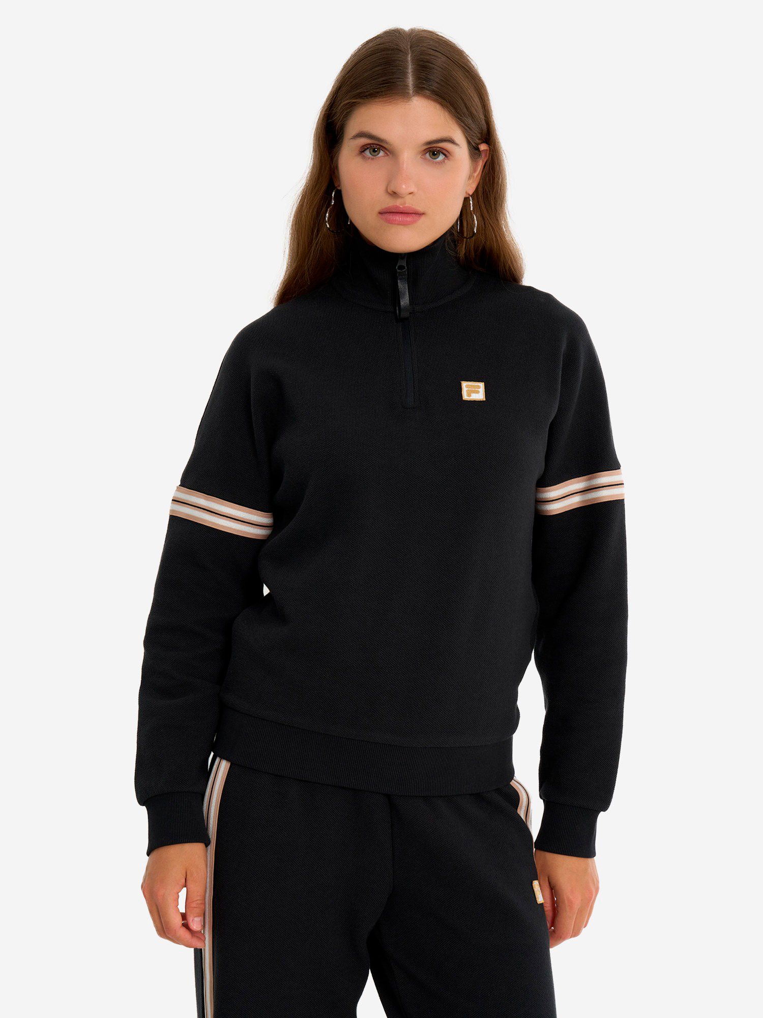 Акція на Толстовка на блискавці без капюшона жіноча Fila Women's jumper 129380-99 50-52 Чорна від Rozetka