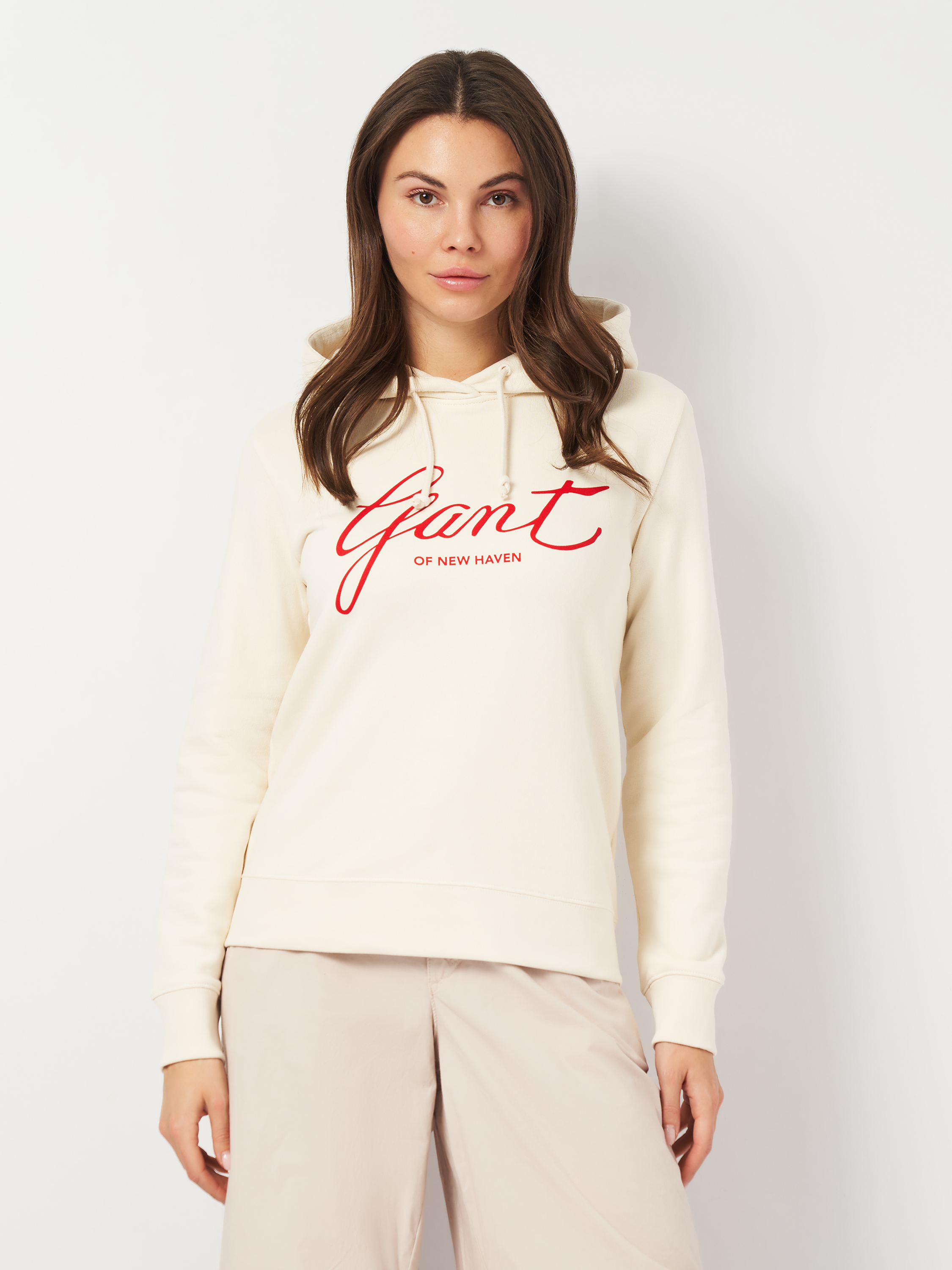 Акція на Худі жіноче GANT Reg Script Hoodie 4201252-130 L Біле від Rozetka