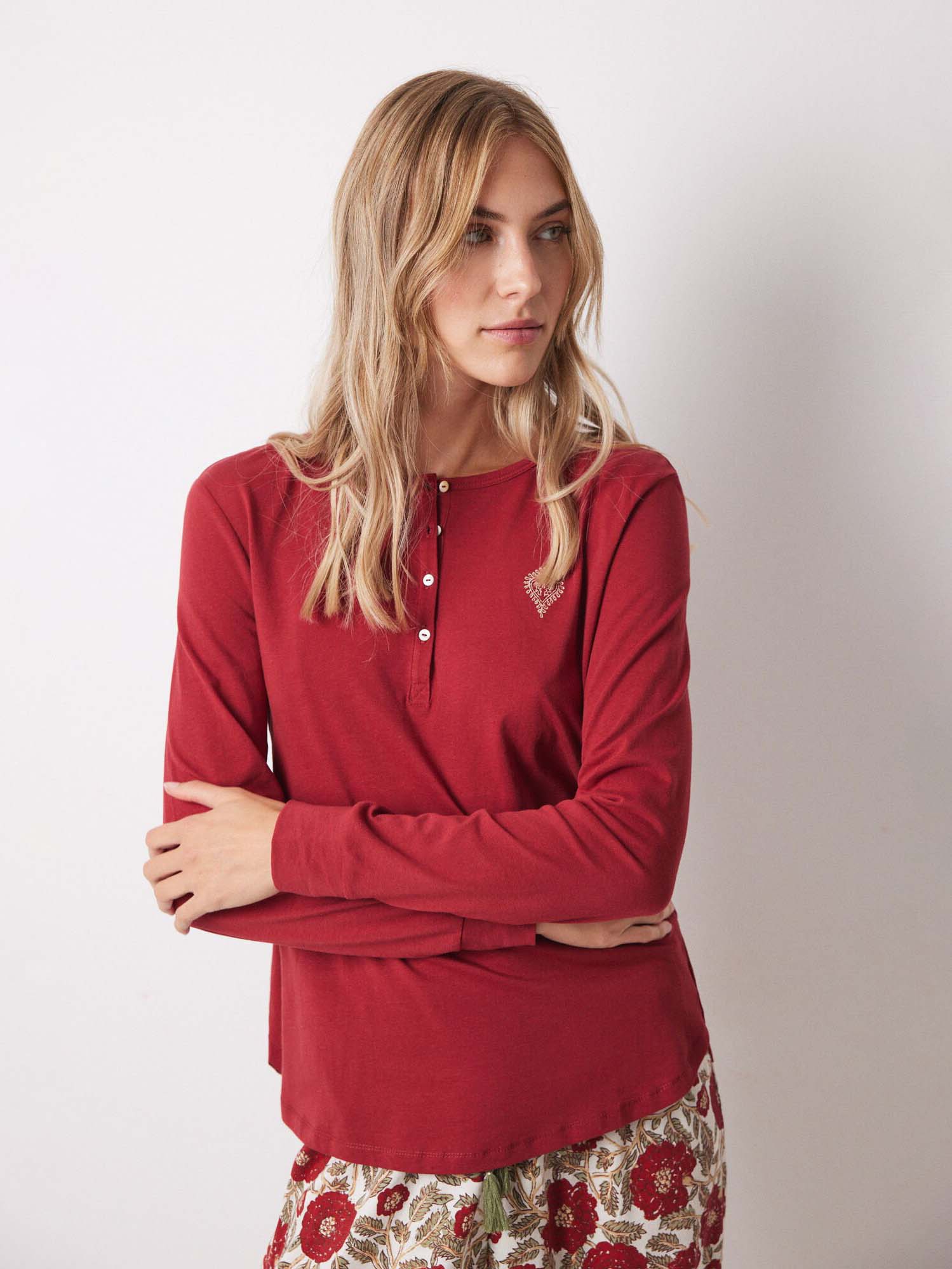 Акція на Піжамний лонгслів жіночий бавовняний Women'Secret Mml Panadera Tee Red 3278419 L Червоний від Rozetka