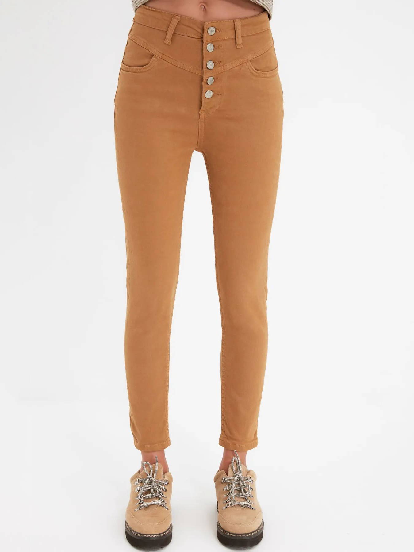 Акція на Джинси Skinny жіночі Trendyol TWOAW22JE1013 36 Camel від Rozetka