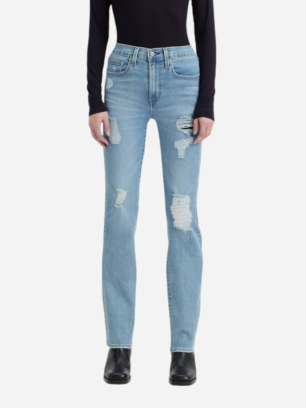 Акція на Джинси Slim Fit жіночі Levi's 724 High Rise Slim Straight 770694228 W27L32 Блакитні від Rozetka