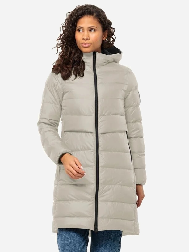 Акція на Куртка зимова довга жіноча Jack Wolfskin Lenauplatz Coat W 1207471_A0029 XS Бежева від Rozetka