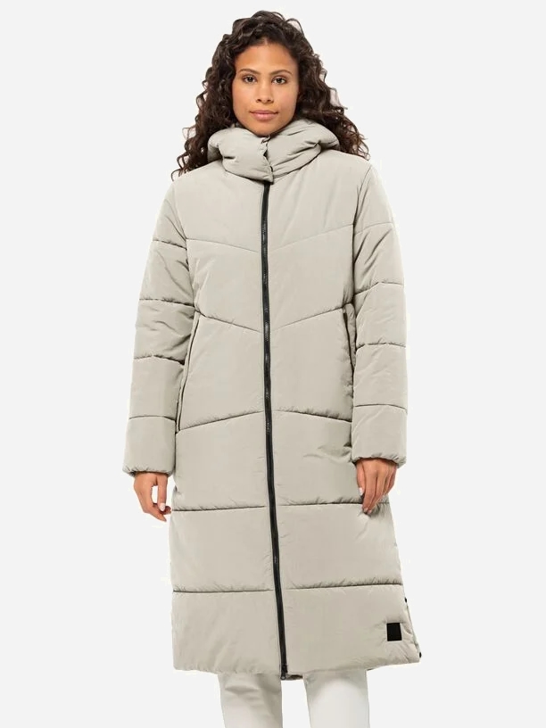 Акція на Куртка зимова довга жіноча Jack Wolfskin Karolinger Long Coat W 1207481_A0029 S Бежева від Rozetka