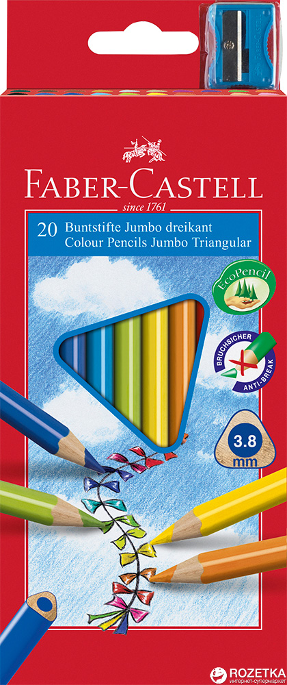 

Набор цветных карандашей Faber-Castell Jumbo 20 шт (8991761345023)