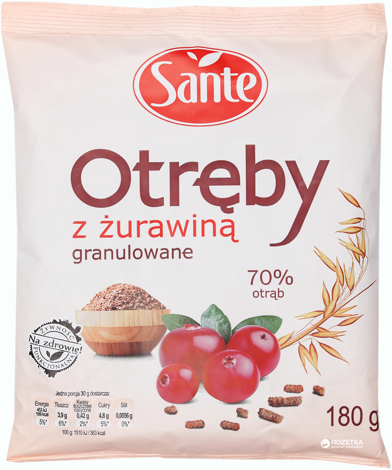 Отруби Sante гранулированные с клюквой 180 г (5900617003812) – купить в ...