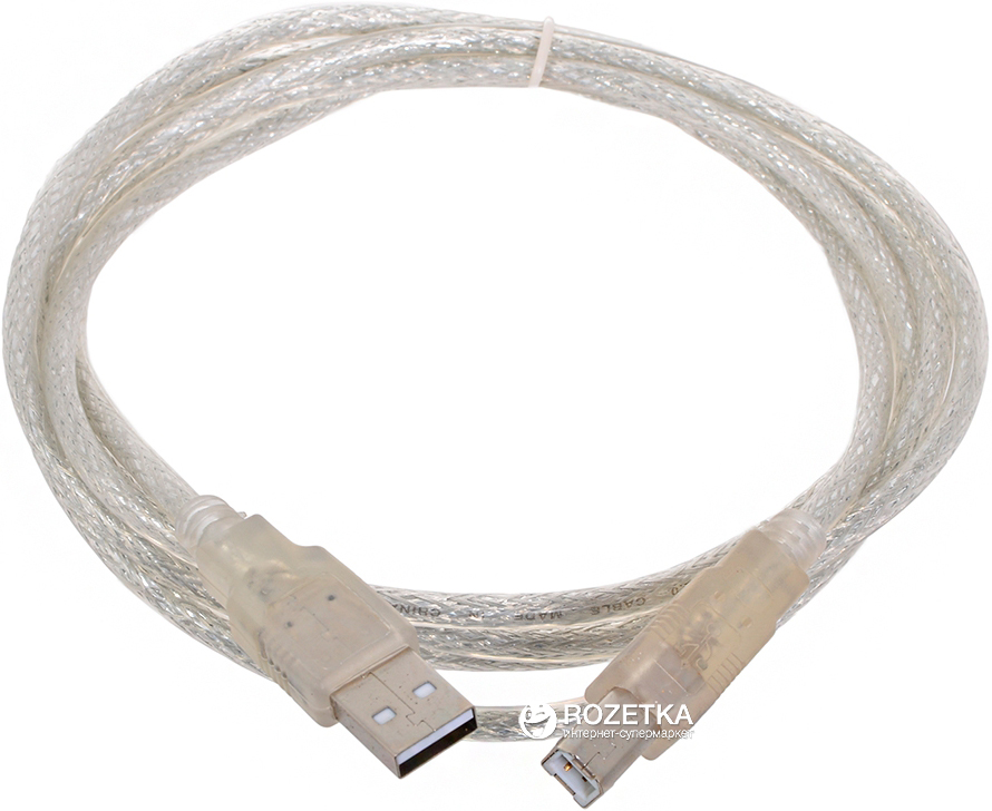 Кабель Patron USB 2.0 AM - BM 4.5 м Прозорий (CAB-PN-AMBM-45-PR ...