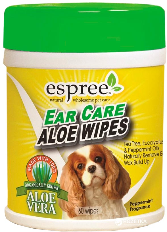 

Салфетки Espree Aloe Ear Care Pet Wipes для удаления ушной серы и неприятных запахов для собак и котов 60 шт