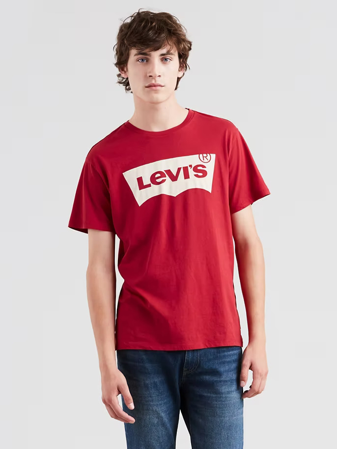 Акція на Футболка бавовняна довга чоловіча Levi's 669128416 XL Червона від Rozetka