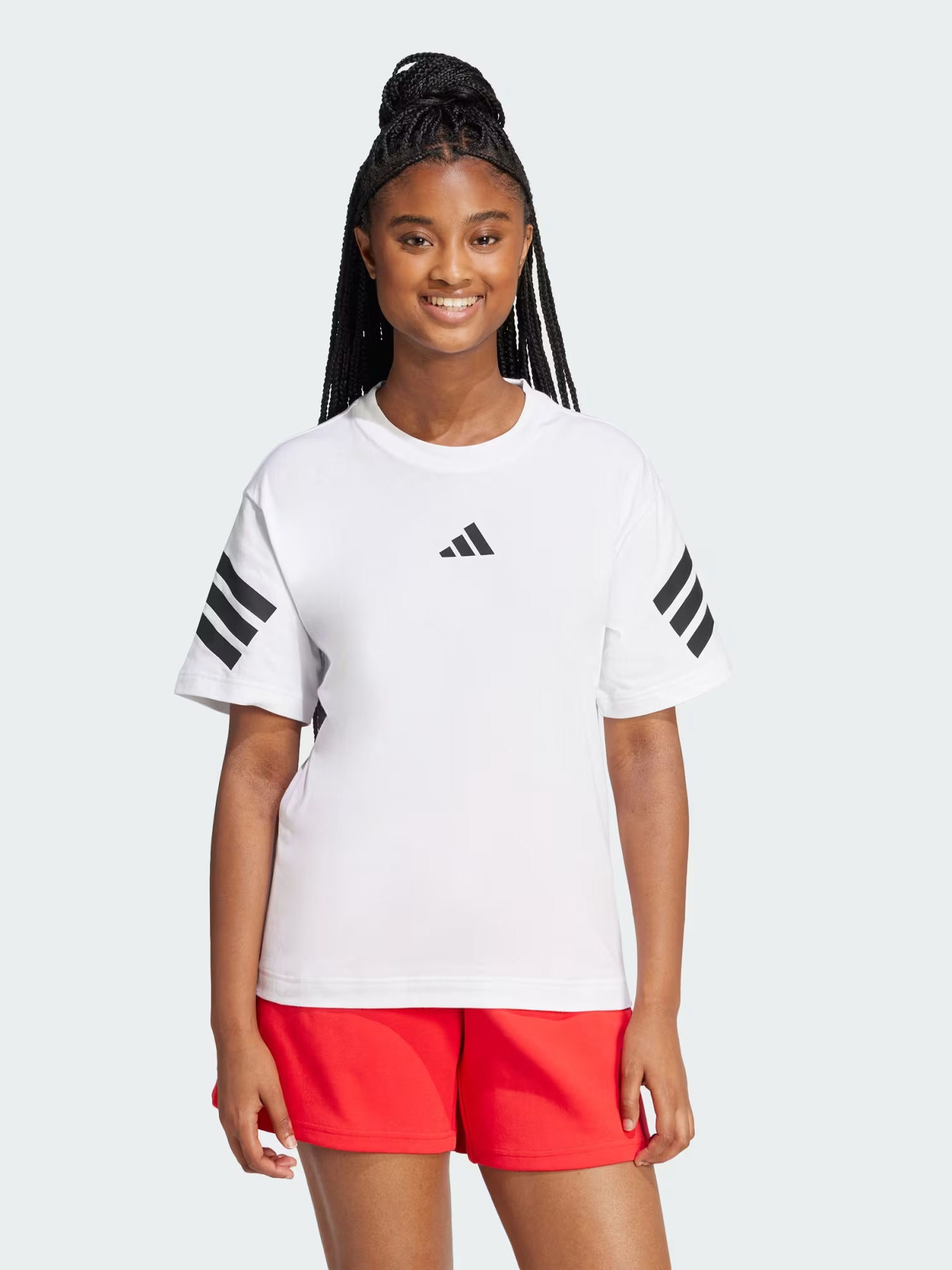 Акція на Футболка бавовняна жіноча Adidas W Fi 3S Tee JE0238 S White від Rozetka