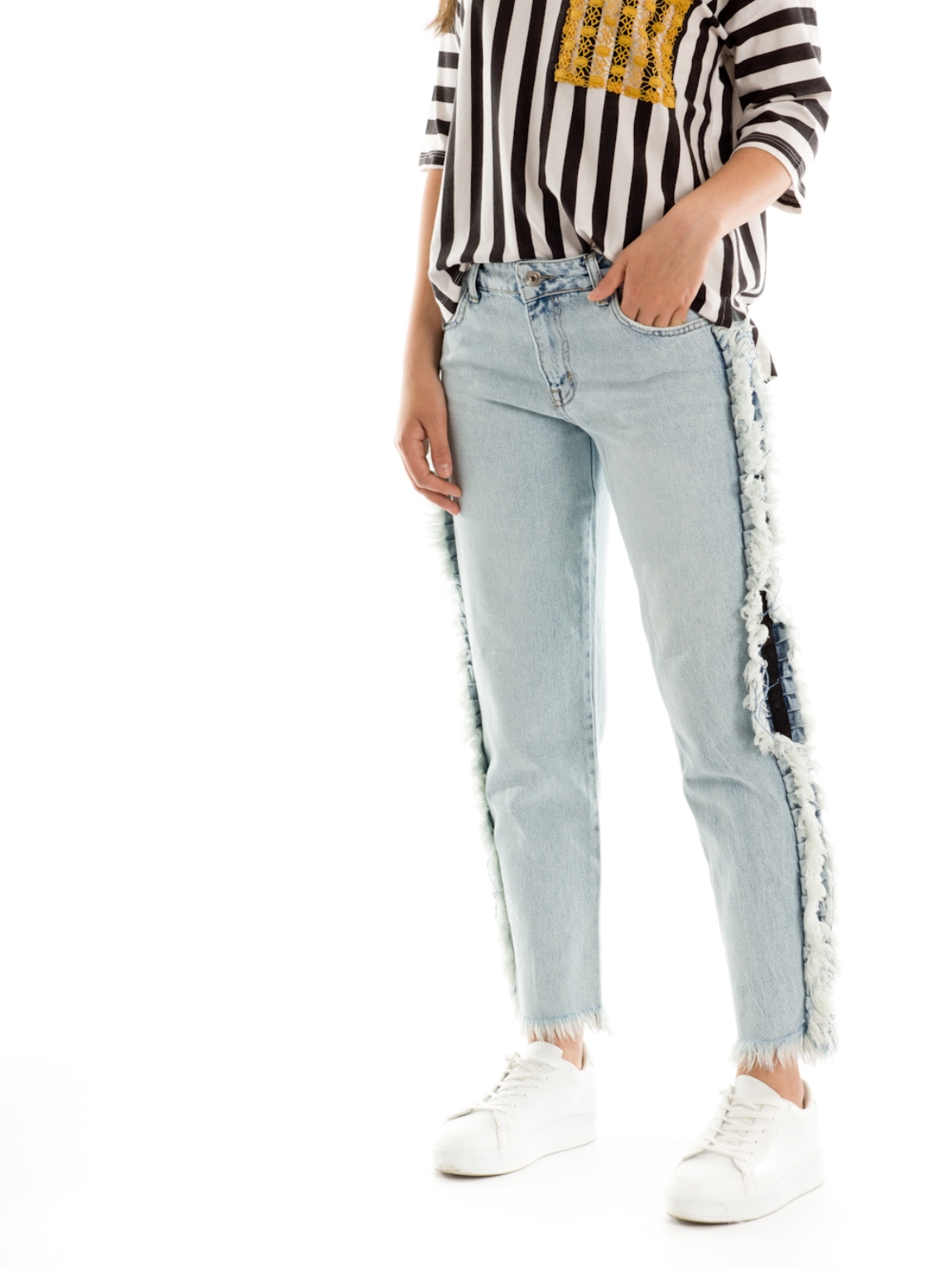 

Джинсы в стиле boyfriend BEBE PLUS 21938 S Синий
