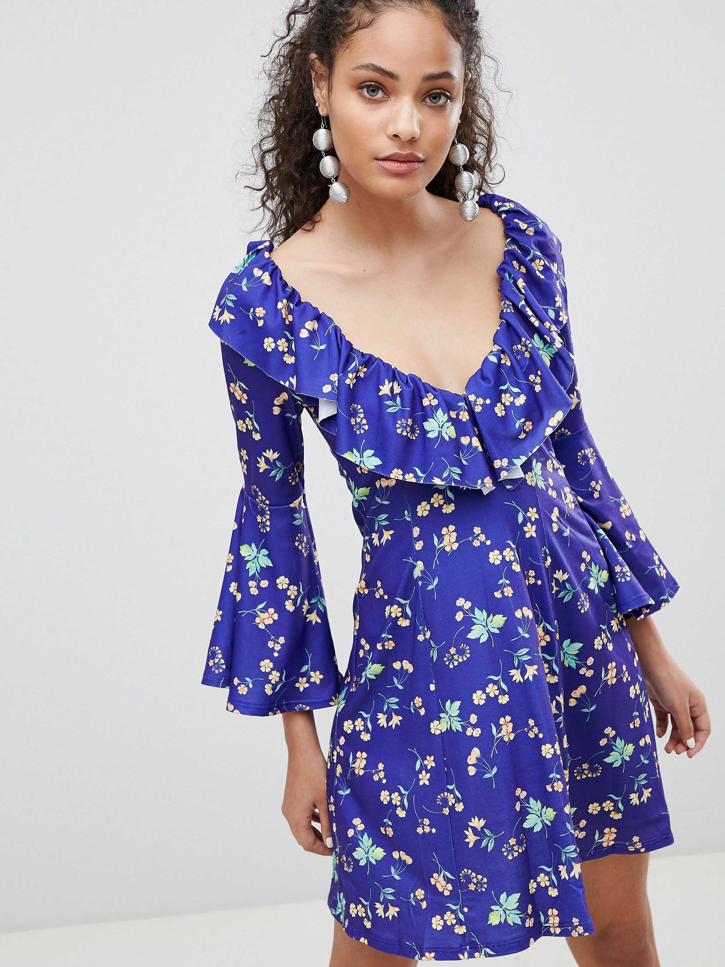 

Платье с воланами ASOS ASV230520-2  Фиолетовый, Платье с воланами ASOS ASV230520-2 2XL Фиолетовый