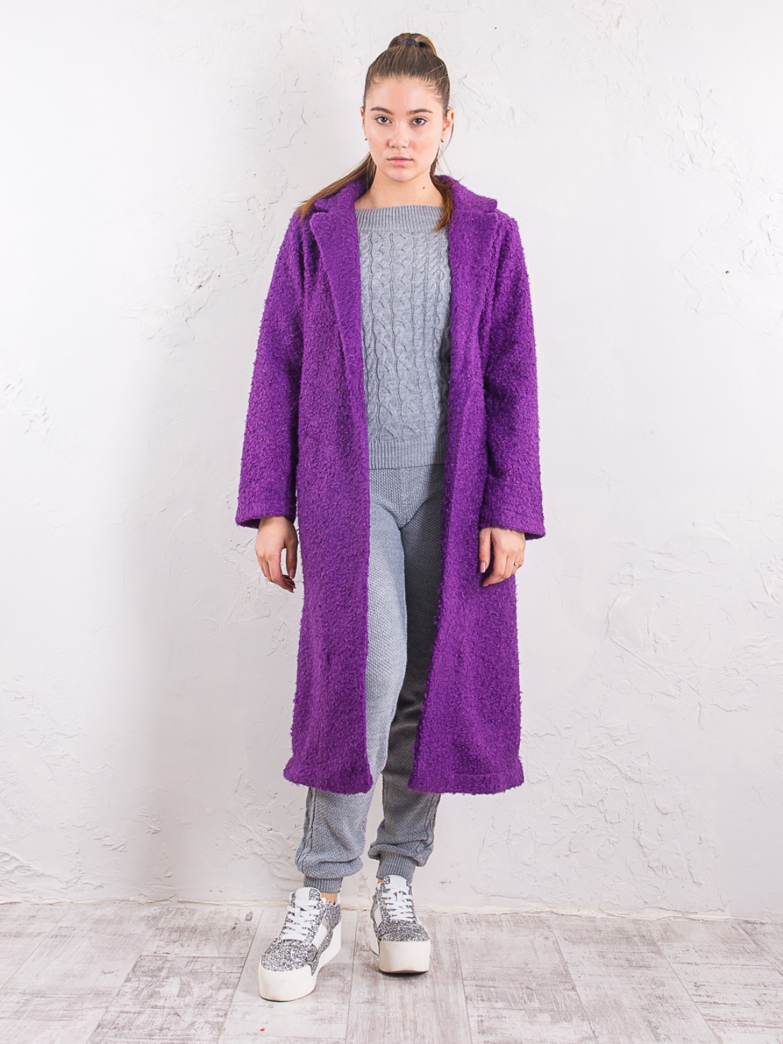 

Пальто удлиненное BEBE PLUS 23335  Фиолетовый, Пальто удлиненное BEBE PLUS 23335 S Фиолетовый