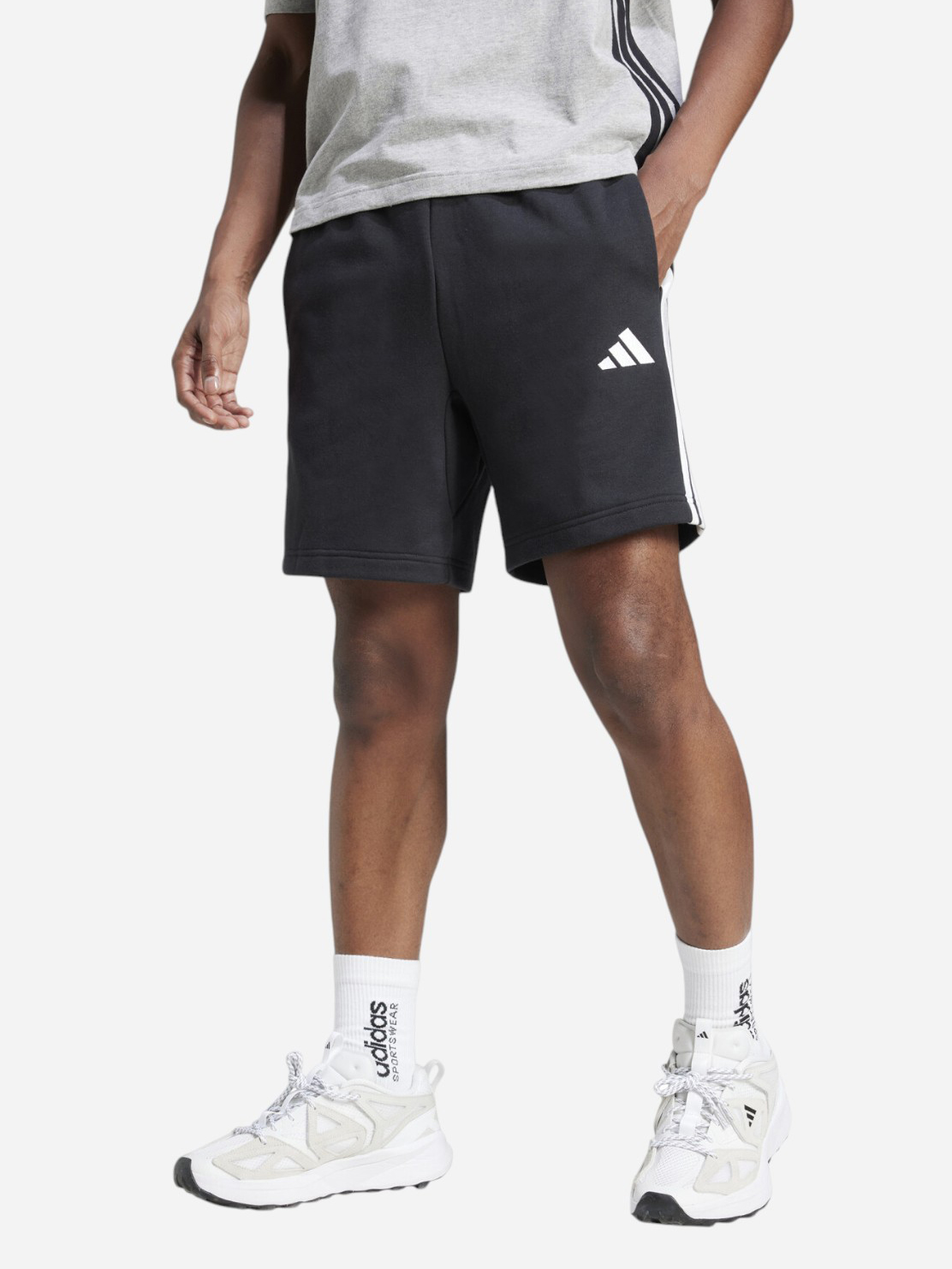 Акція на Шорти бавовняні короткі чоловічі Adidas M 3S Ft Sho JE6414 L Black/White від Rozetka