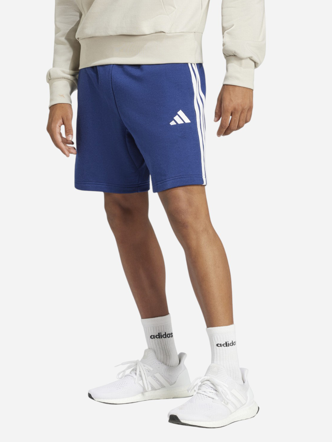 Акція на Шорти бавовняні короткі чоловічі Adidas M 3S Ft Sho JE6417 L Dkblue/White від Rozetka