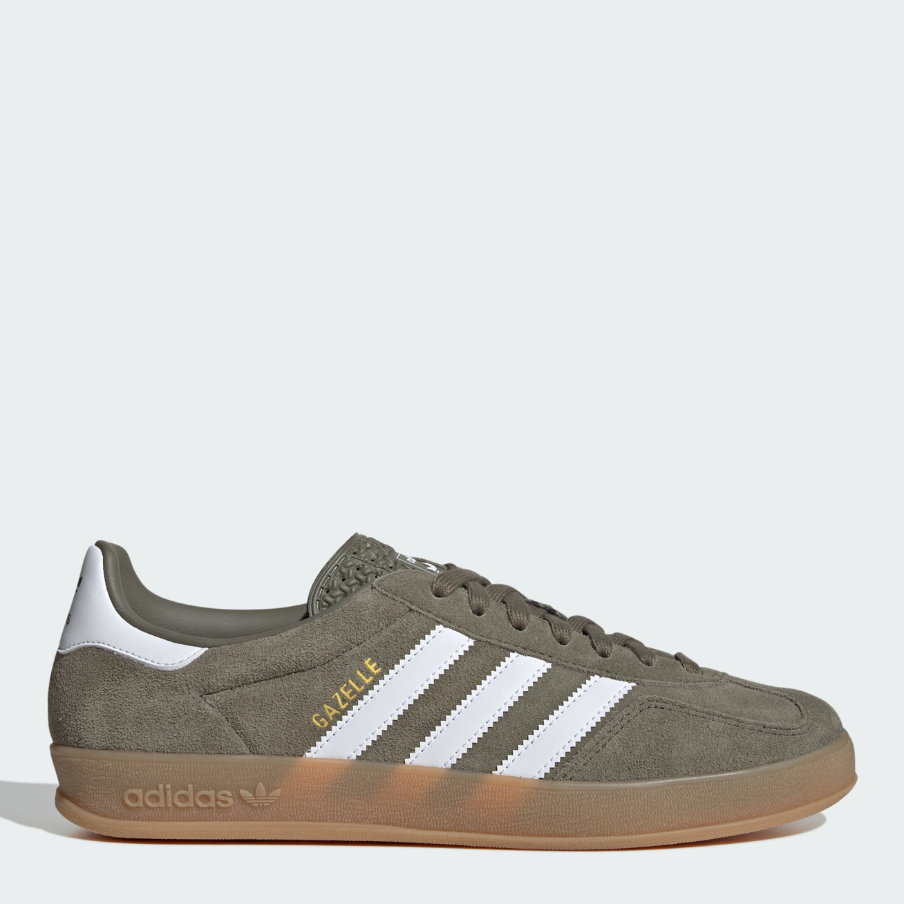 Акція на Чоловічі кеди низькі Adidas Gazelle Indoor JQ0174 41.5 (7.5UK) 26 см Olistr/Ftwwht/Goldmt від Rozetka