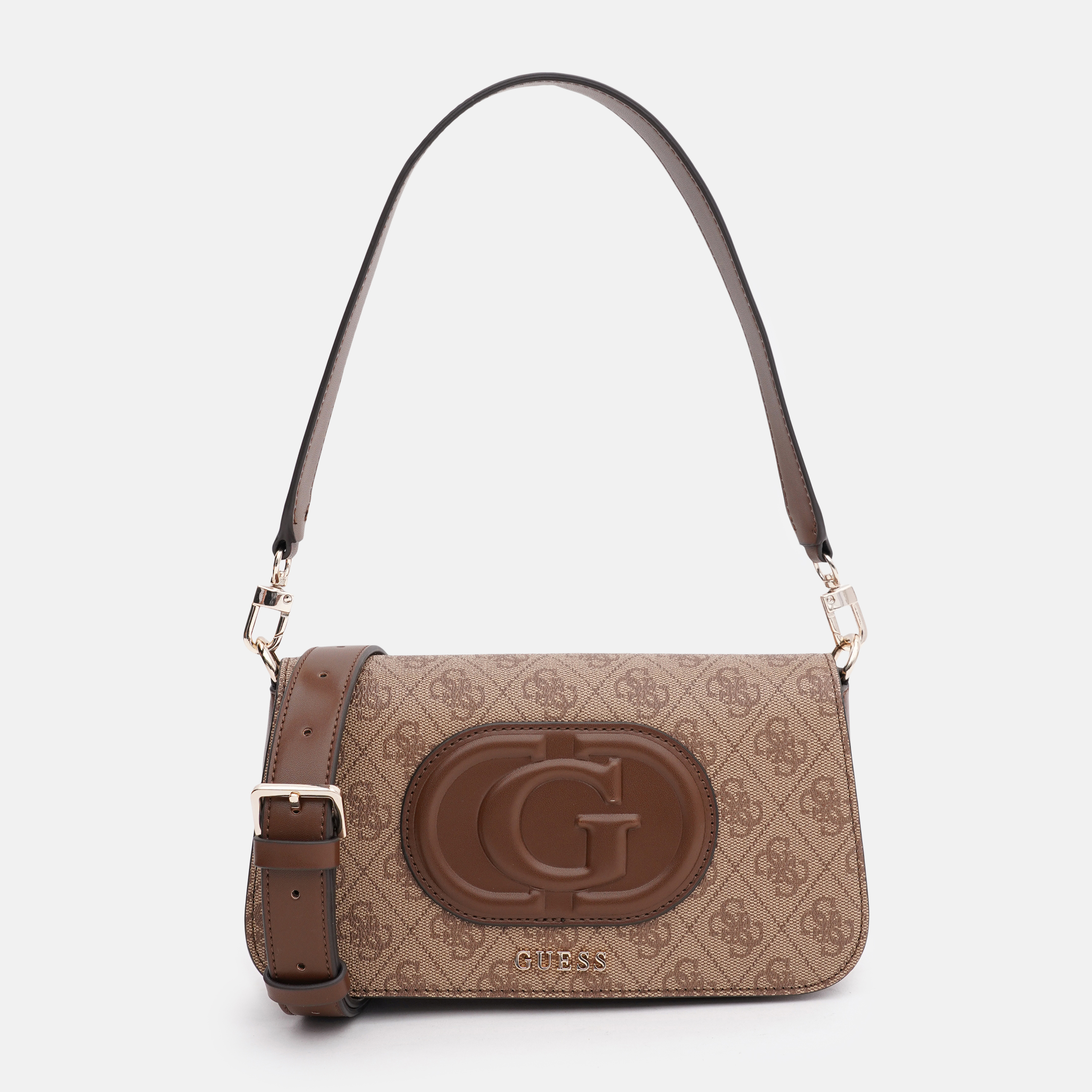 Акція на Сумка багет сідло  жіноча Guess HWESG9-51320-LGW LATTE LOGO/BROWN від Rozetka