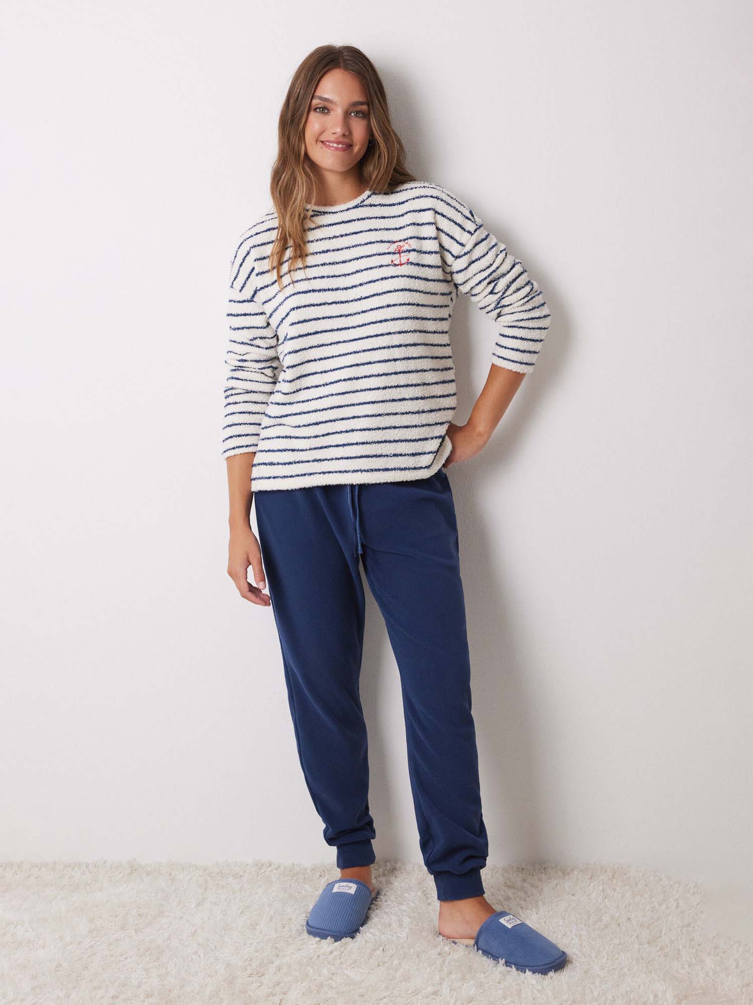 Акція на Піжама (світшот + штани) жіноча тепла Women'Secret Mmh Gn Stripe Pj 4758233 S Синя від Rozetka