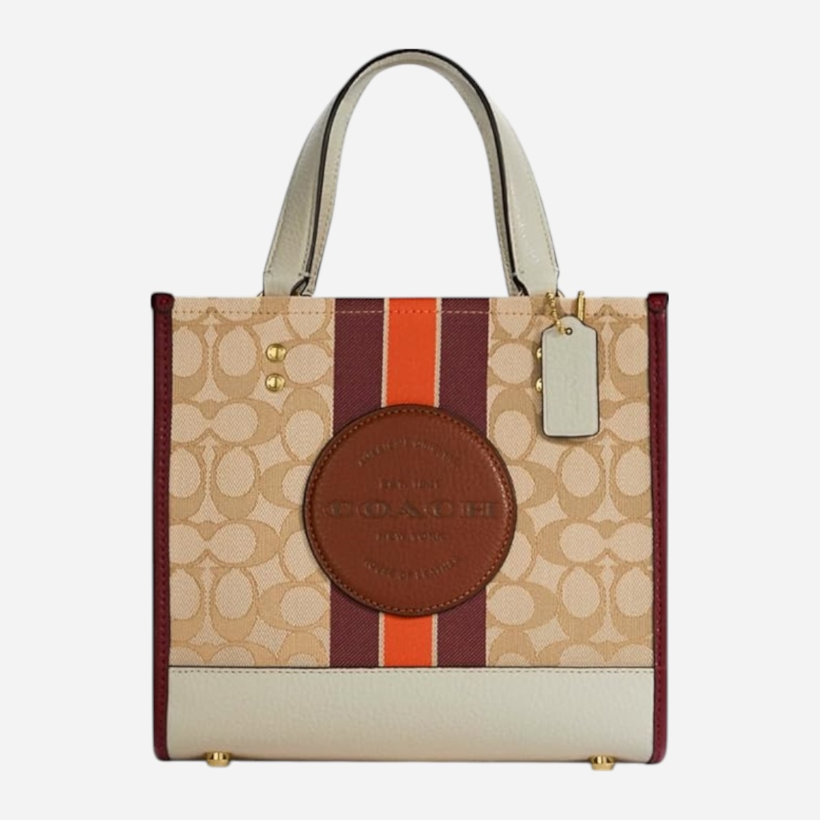 Акція на Сумка шопер жіноча з натуральної шкіри маленька Coach Dempsey Tote 22 BG-COA-49 Хакі від Rozetka