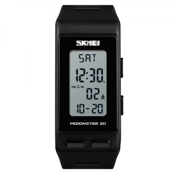 

Мужские электронные часы Skmei Black наручные спортивные на силиконовом ремешке + коробка (1080-0123)