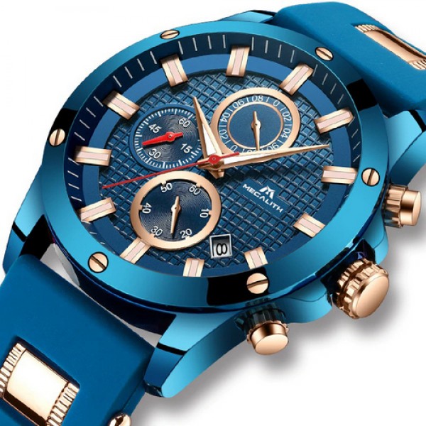 

Мужские кварцевые часы Megalith Bluе наручные классические на кожаном ремешке + коробка (1088-0017)