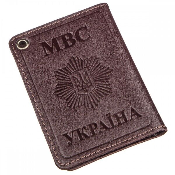 

Кожаная коричневая обложка на документы МВС Shvigel 13979