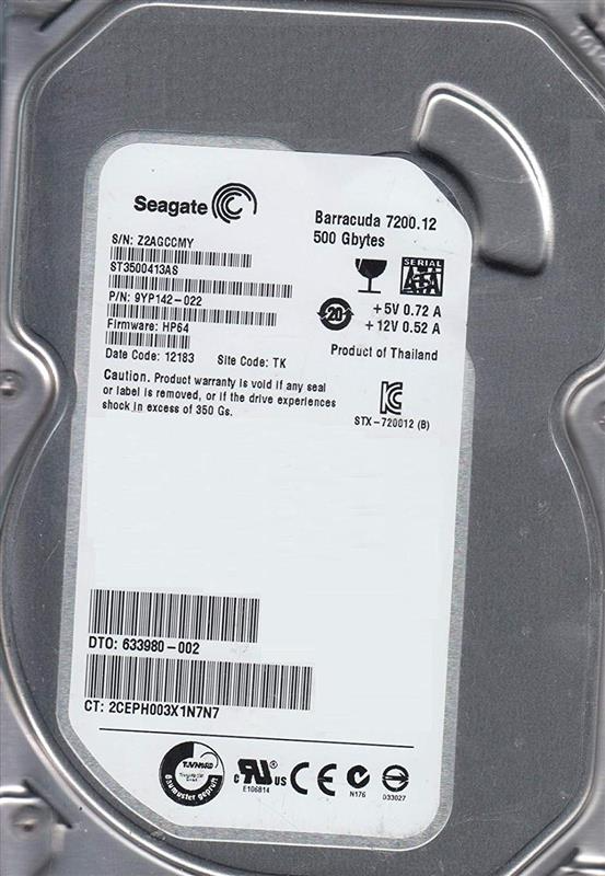 

Накопитель HDD SATA 500GB Seagate Barracuda 7200.12 7200rpm 16MB (ST3500413AS) гар. 12 мес. Refurbished