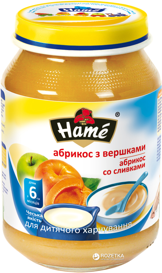Фруктовое пюре Hame Яблоко и абрикос со сливками с 6 месяцев 190 г ...