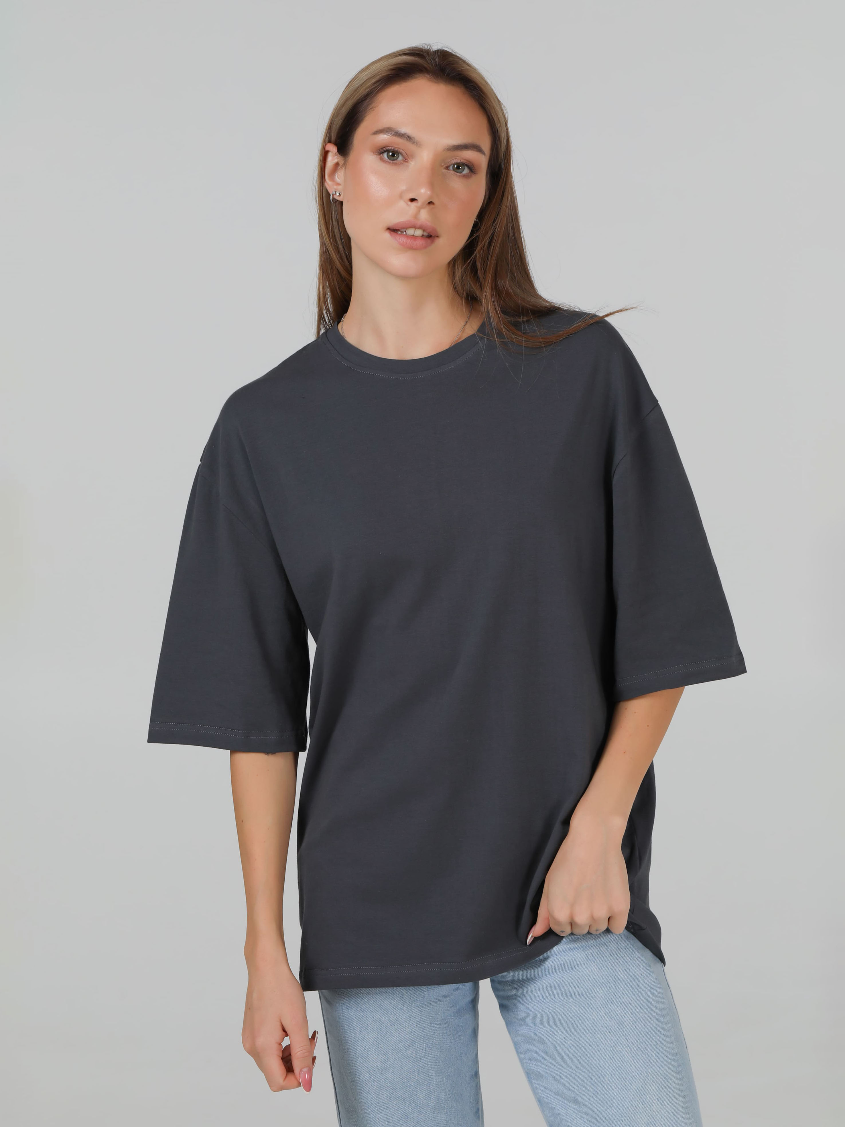 Акція на Футболка бавовняна оверсайз жіноча Ray Oversize Unisex U0104W 2XL/3XL Dark Grey від Rozetka