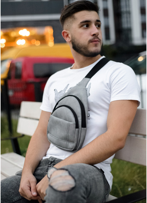 

Мужская сумка через плечо Sambag 29х6х19 см Серый 000148139