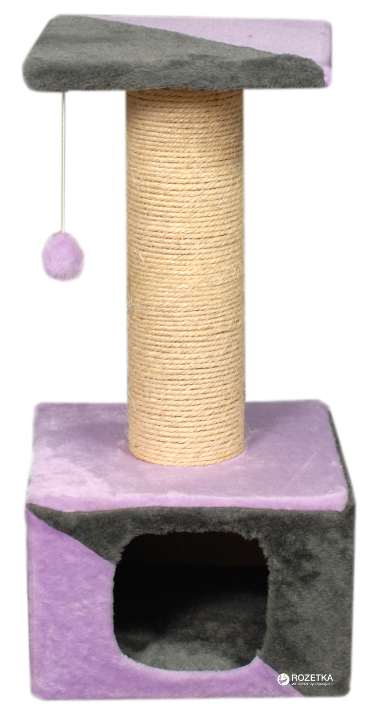 

Домик с дряпкой (когтеточкой) Мур-Мяу Кошкин дом 3 37х37х75 см Серо-розовый