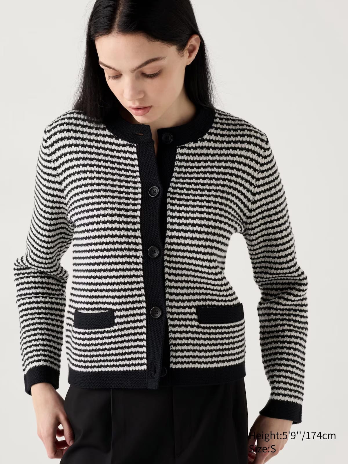 Кардиган жіночий Uniqlo 76569233 S Чорний/Білий від Rozetka на платформі USKIDKA Акція на Кардиган жіночий Uniqlo 76569233 S Чорний/Білий від Rozetka