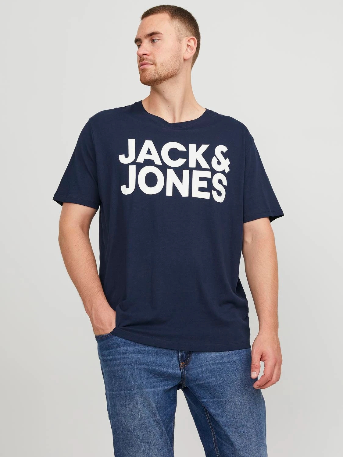 Акція на Футболка бавовняна довга чоловіча Jack & Jones 12158505 3XL Темно-синя від Rozetka