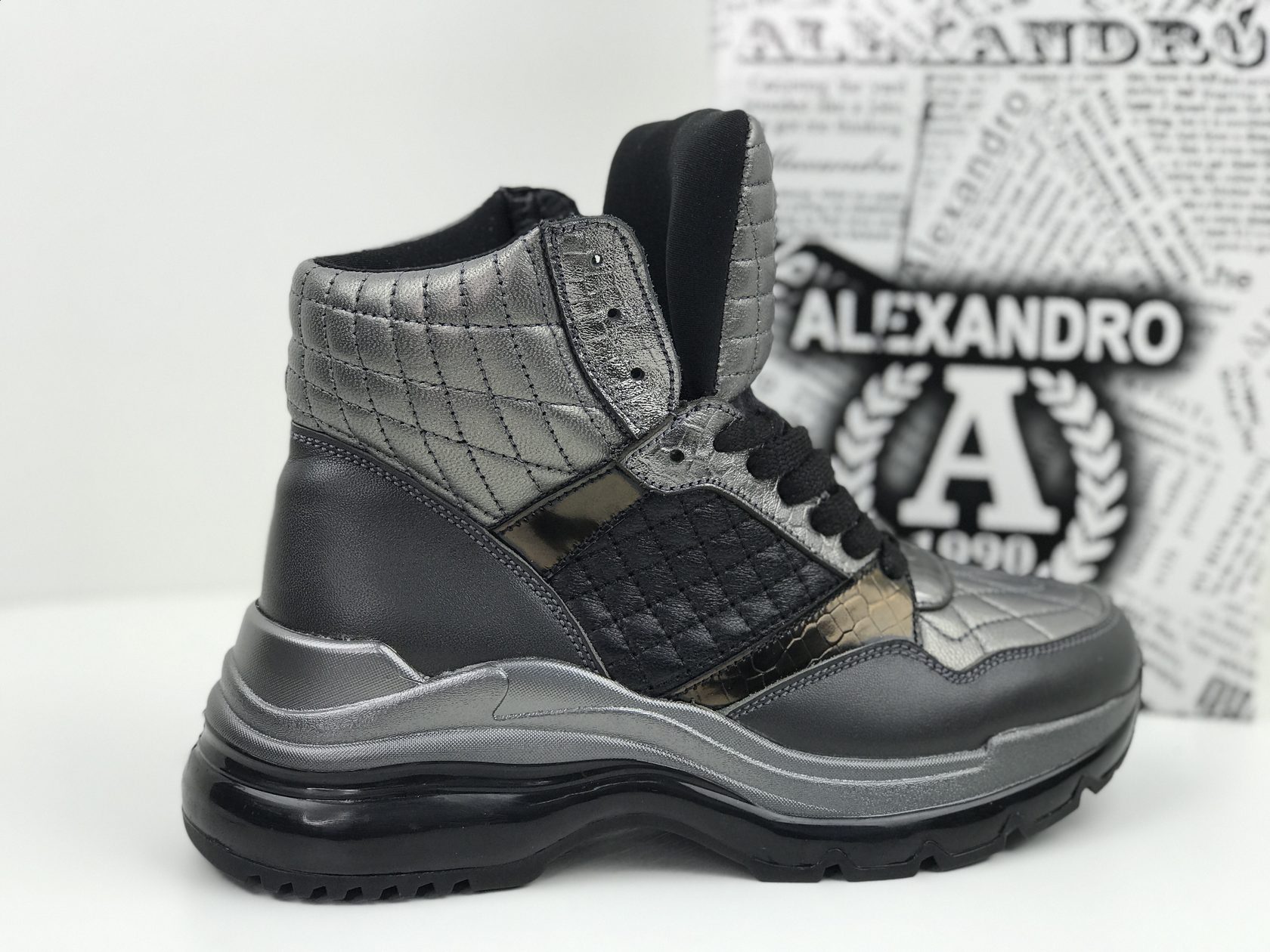 

Ботинки Женские Alexandro Confidenc Silver 40 Серые Зимние Кожанные