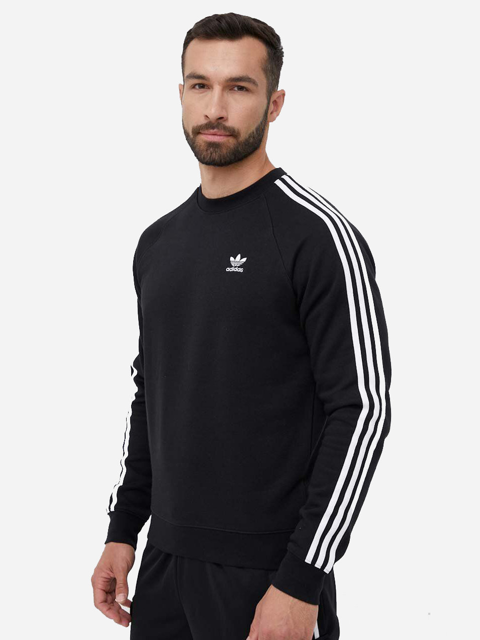 Акція на Світшот чоловічий Adidas Originals 3-Stripes Crew IM2087 S Чорний від Rozetka