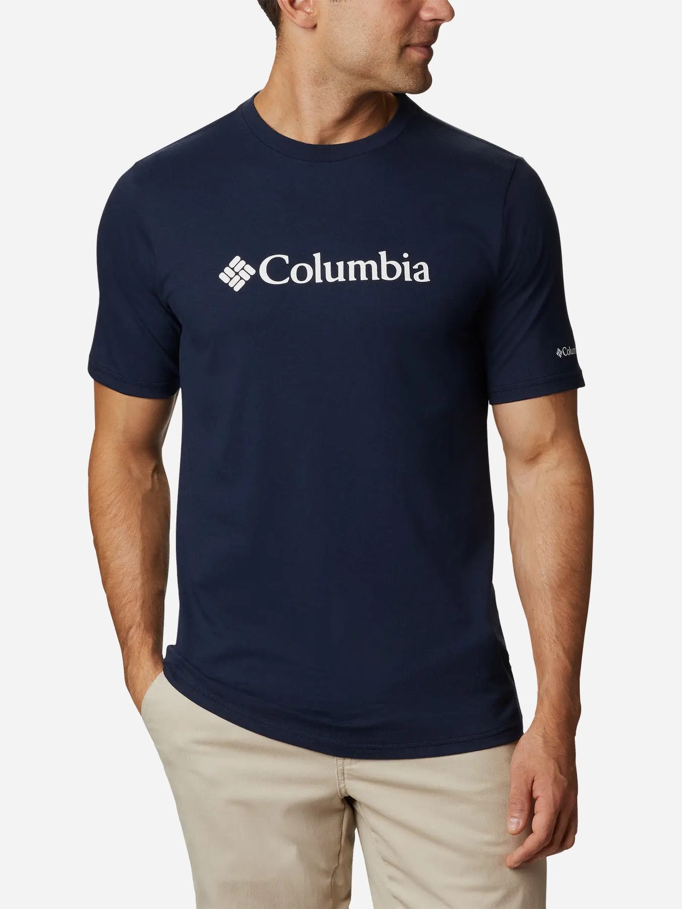 Акція на Футболка бавовняна довга чоловіча Columbia CSC Basic Logo™ 1680051-467 L Темно-синя від Rozetka