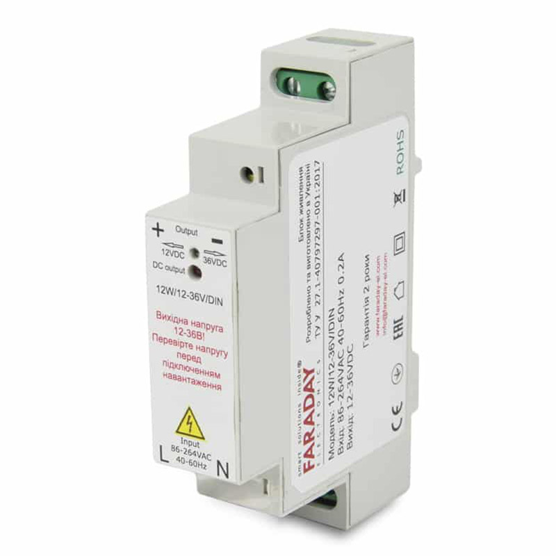 

Блок живлення Faraday Electronics 12WDIN/12-36V для кріплення на DIN рейку