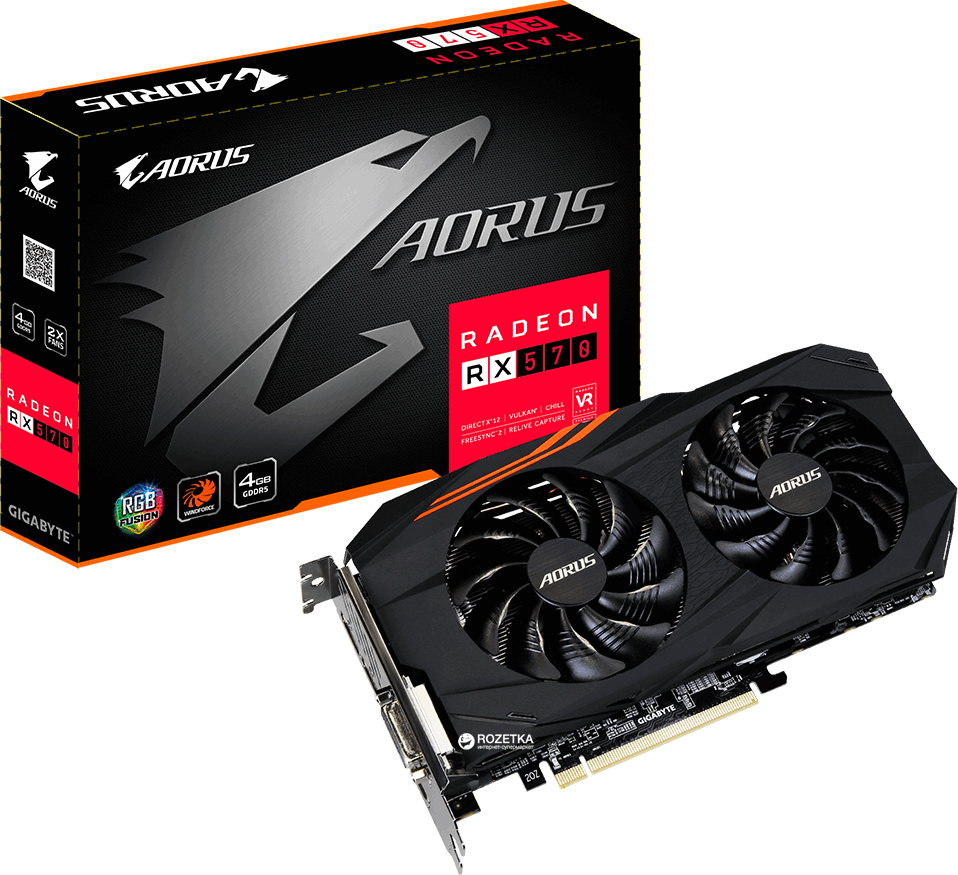 Видеокарта Gigabyte PCI-Ex Radeon RX 570 Aorus 4GB GDDR5 (256bit)  (1280/7000) (DVI, HDMI, 3 x Display Port) (GV-RX570AORUS-4GD) – фото,  отзывы, характеристики в интернет-магазине ROZETKA | Купить в Украине:  Киеве, Харькове, Днепре,