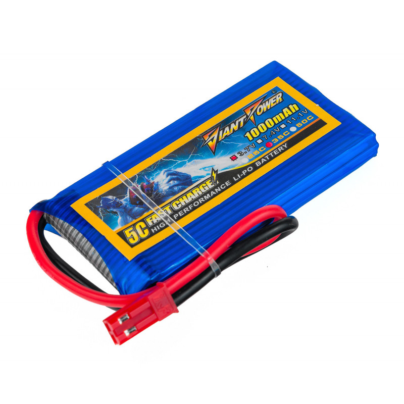 

Аккумулятор Giant Power Li-Pol 1000mAh 3.7V 1S 35C 8x34x65мм JST (DLC-1S1000E-JST)
