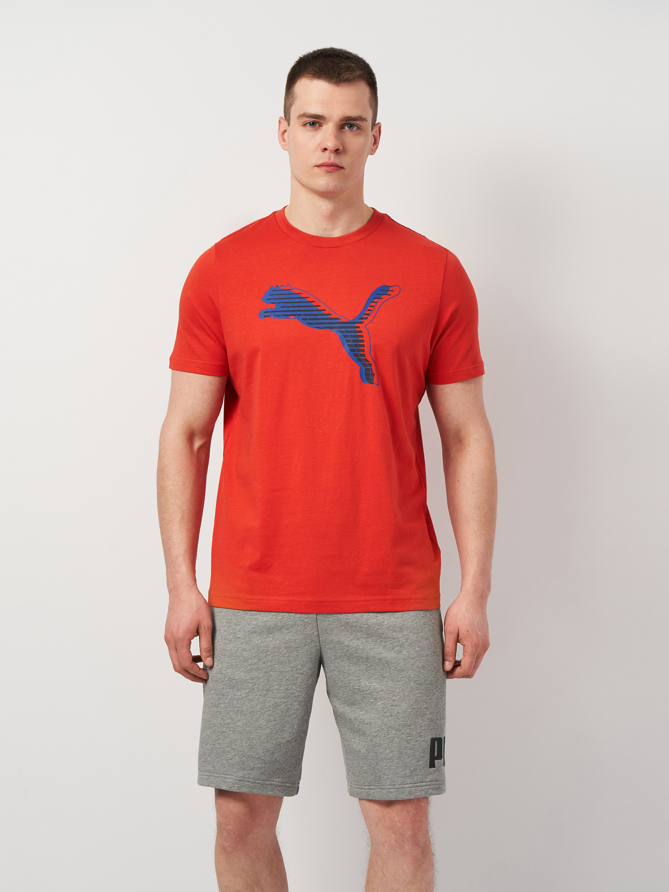 Акція на Футболка бавовняна чоловіча Puma Graphics Cat Logo Tee 68482315 2XL Red Fire від Rozetka