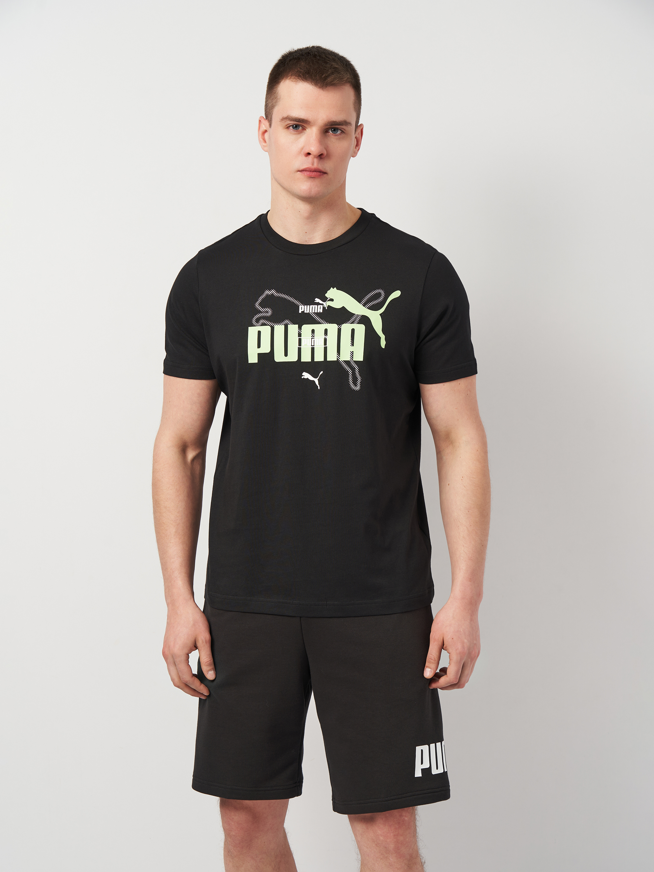 Акція на Футболка бавовняна довга чоловіча Puma Ess Logo Lab Summer Tee 68467101 2XL Black з принтом від Rozetka