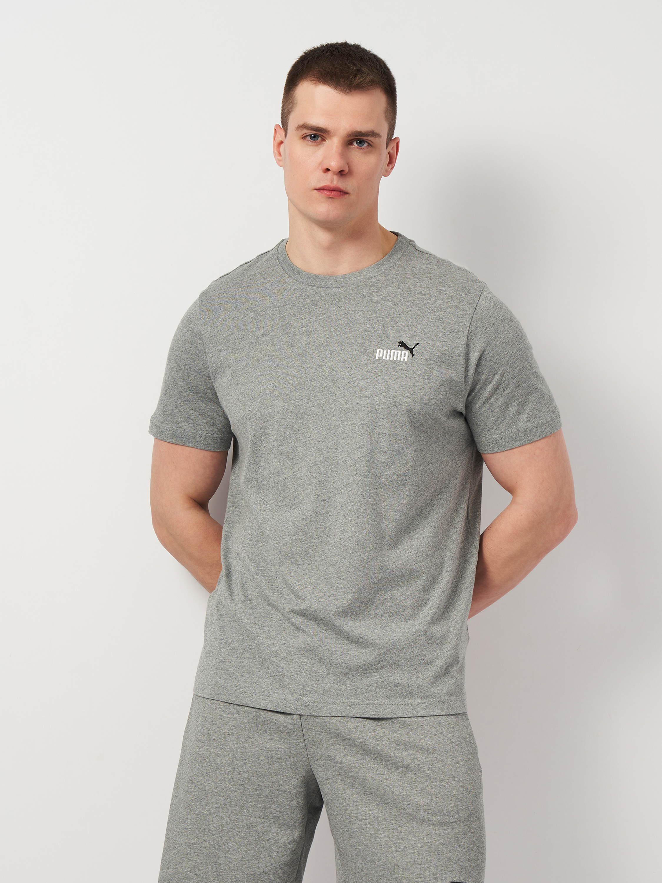 Акція на Футболка бавовняна довга чоловіча Puma Ess 2 Color Small No. 1 Logo Tee 68471703 XL Medium Gray Heather від Rozetka