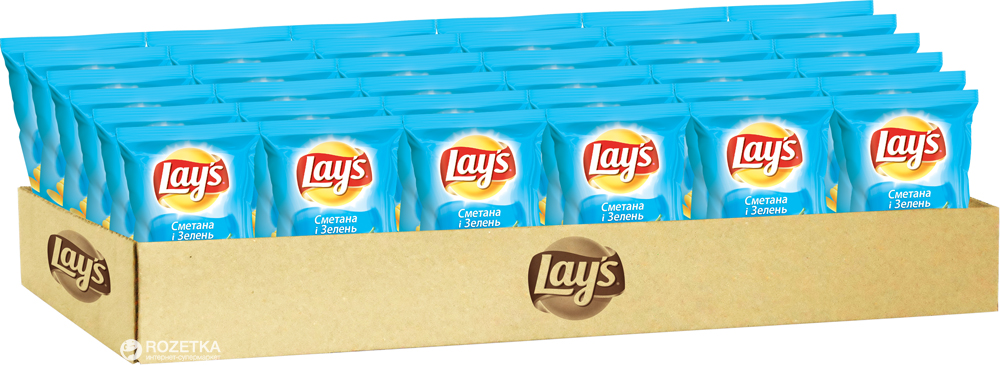 Упаковка Чіпсів Lay's зі смаком сметани та зелені 30 г x 36 шт ...