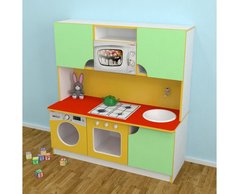 

Игровая Стенка-Кухня Малютка для детских садов для сюжетных игр, с полками для хранения игрушек 120х43х125 см