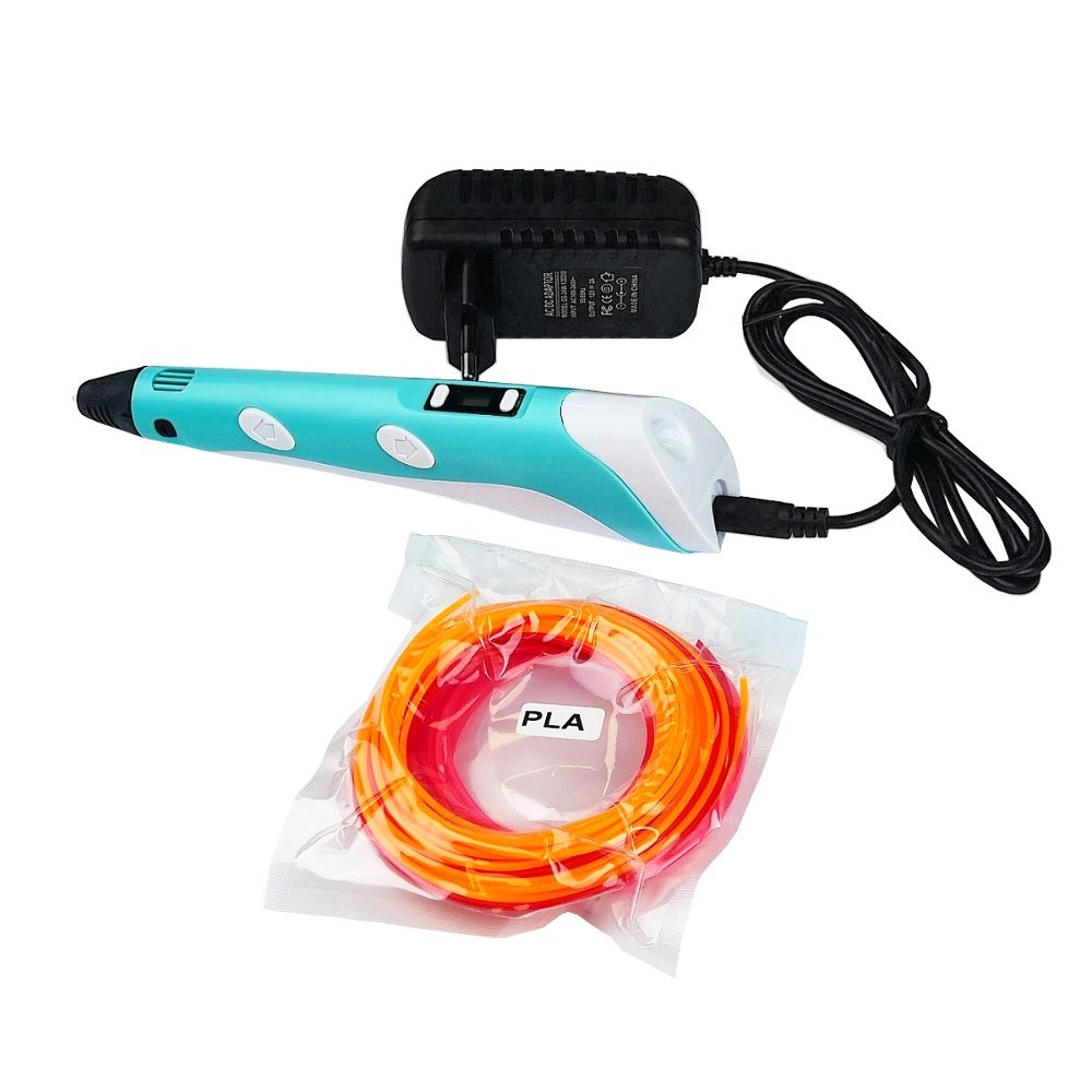 

3D ручка 3D Pen V2/D2 с LCD дисплеем 5B/2А голубая
