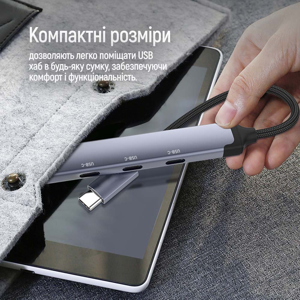 USB-хаб СolorWay USB-C 4-в-1 USB-C2.0х3/USB3.0 (CW-HUB07) — фото 12