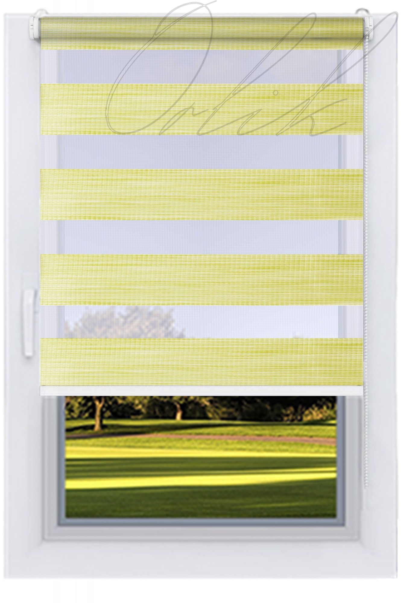 

Ролета тканевая DECOLUX Салатный 165х160 BAHAMA-2747 День-Ночь вал 25 белый