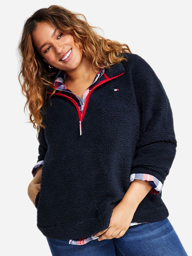 Акція на Толстовка на блискавці утеплена без капюшона жіноча Tommy Hilfiger 381975372 S Синя ( 1159828585) від Rozetka