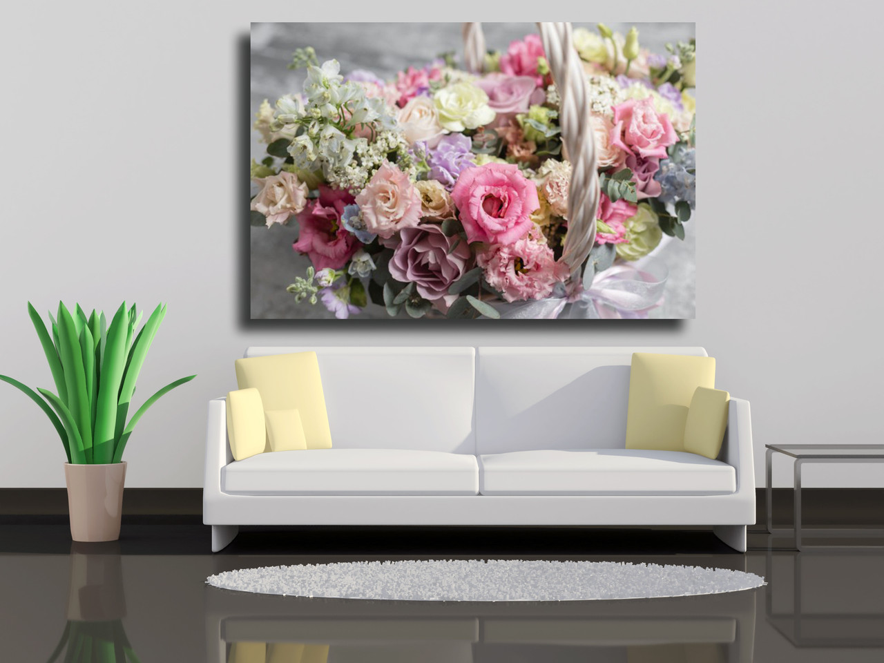 

Картина на холсте Букет в плетенной корзине 100х70